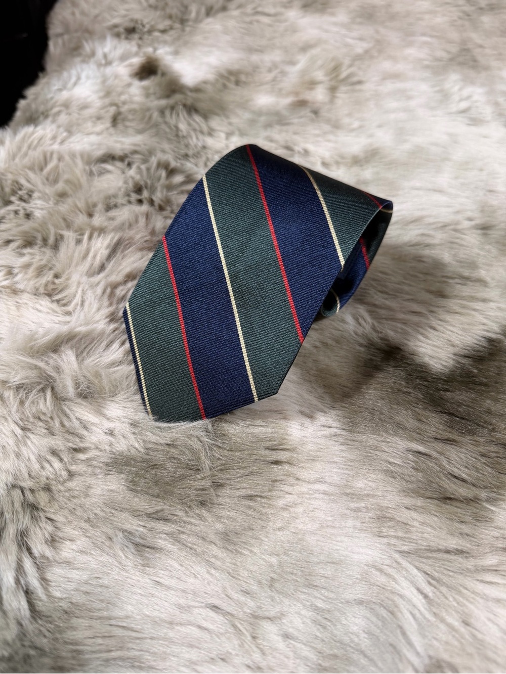 Brooks Brothers Classic Navy and Green Striped Men’s Tie - Silk